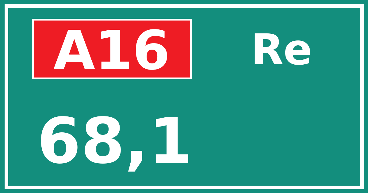 Hectometerbord A16 68,1 zijde Re