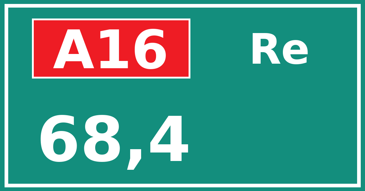 Hectometerbord A16 68,4 zijde Re