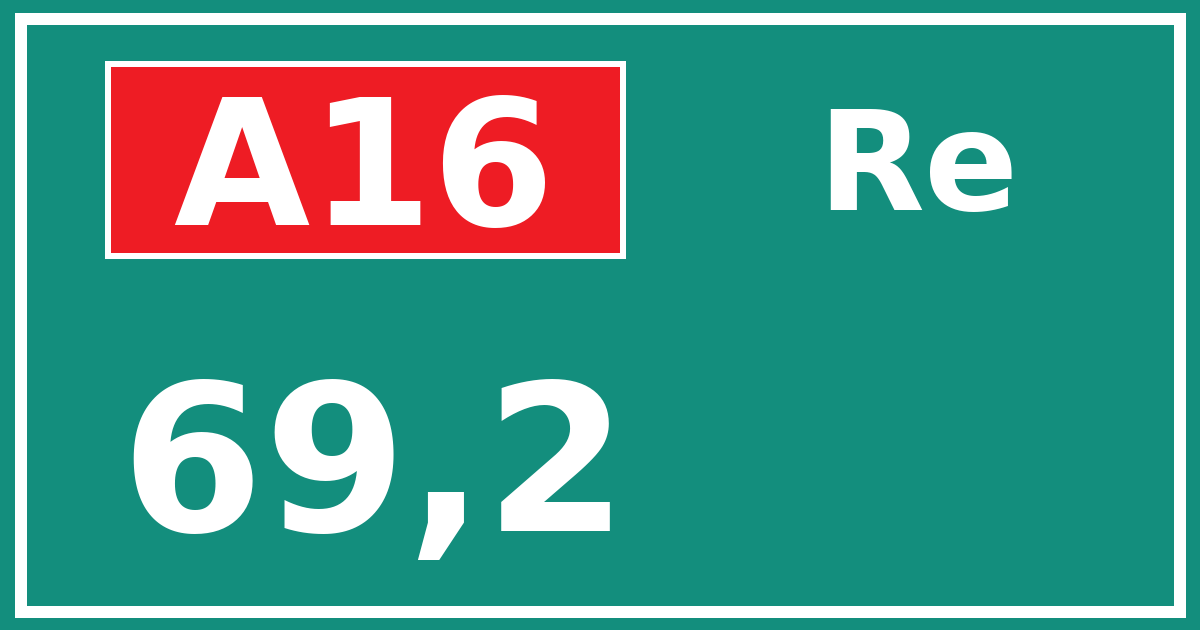 Hectometerbord A16 69,2 zijde Re