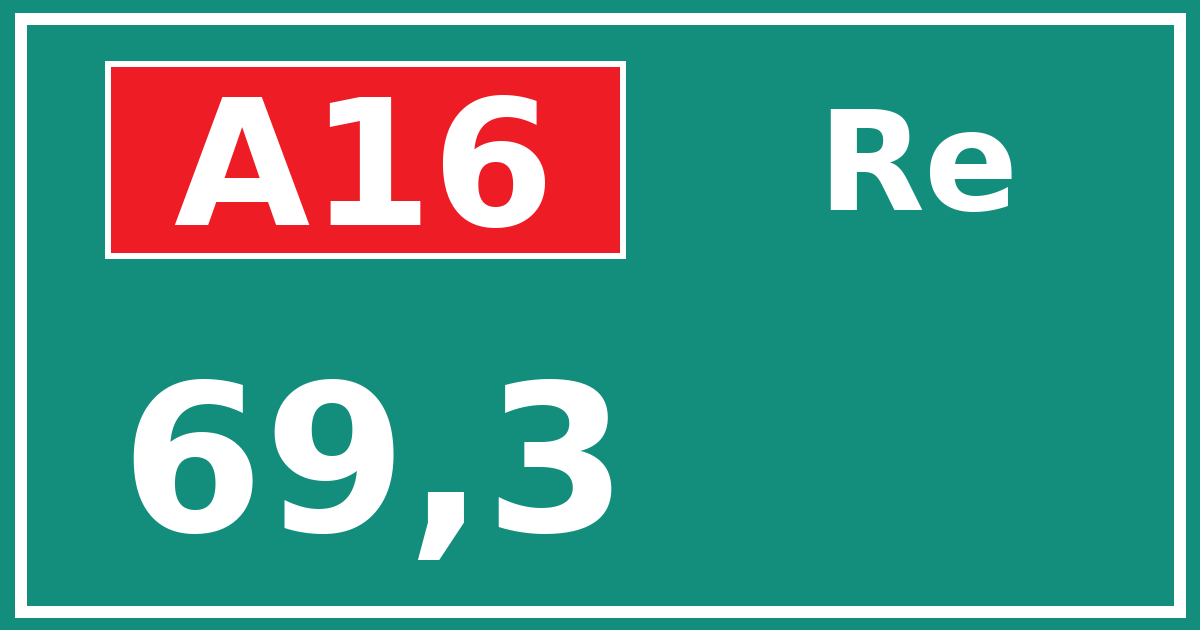 Hectometerbord A16 69,3 zijde Re