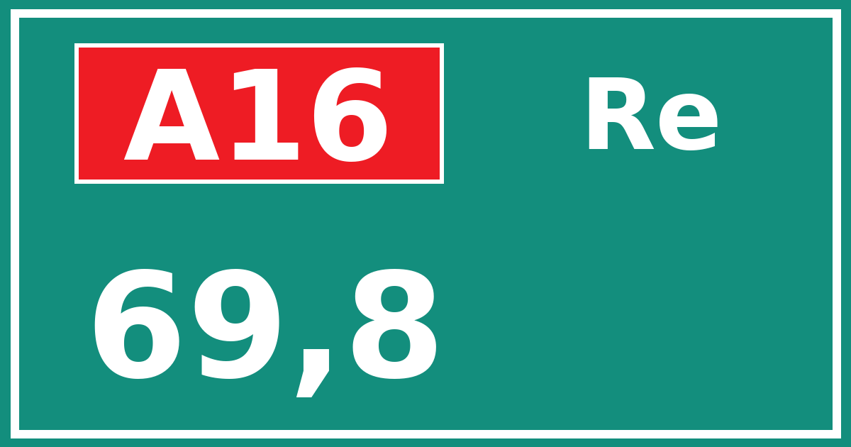 Hectometerbord A16 69,8 zijde Re