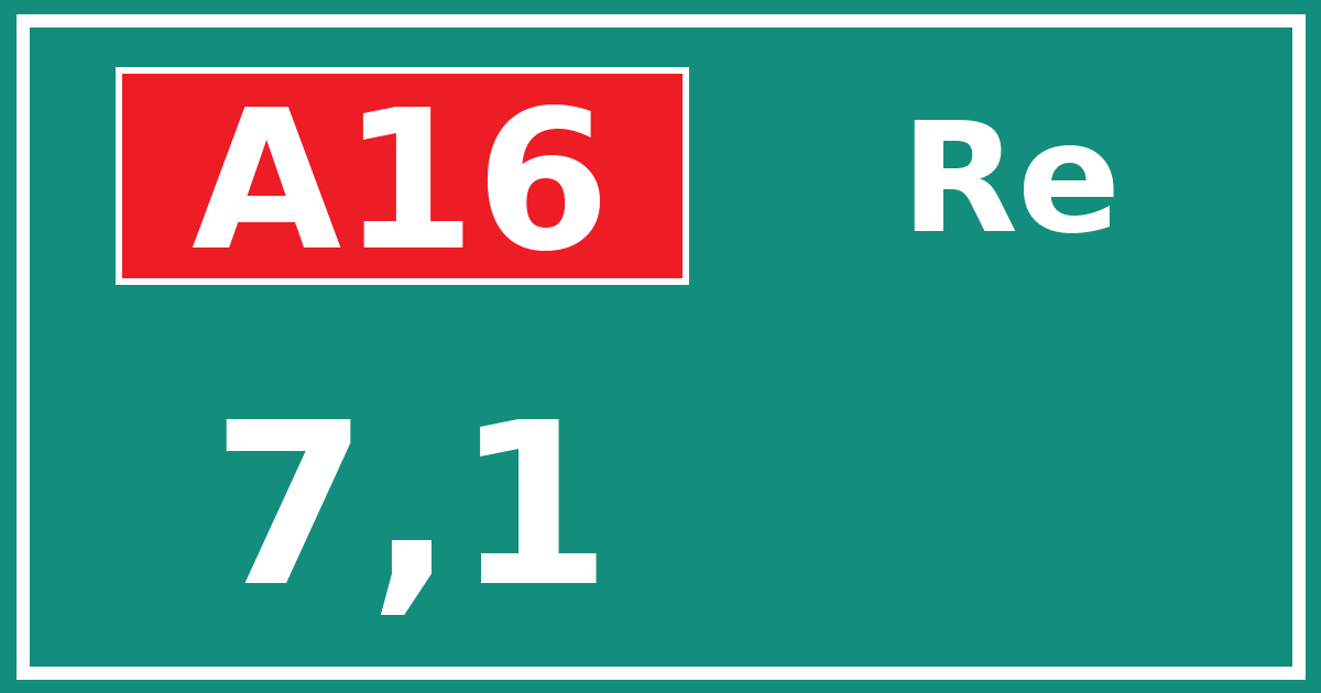 Hectometerbord A16 7,1 zijde Re