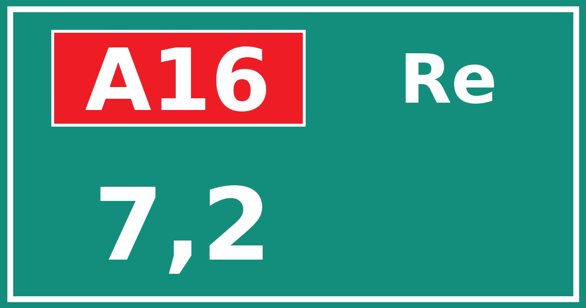 Hectometerbord A16 7,2 zijde Re