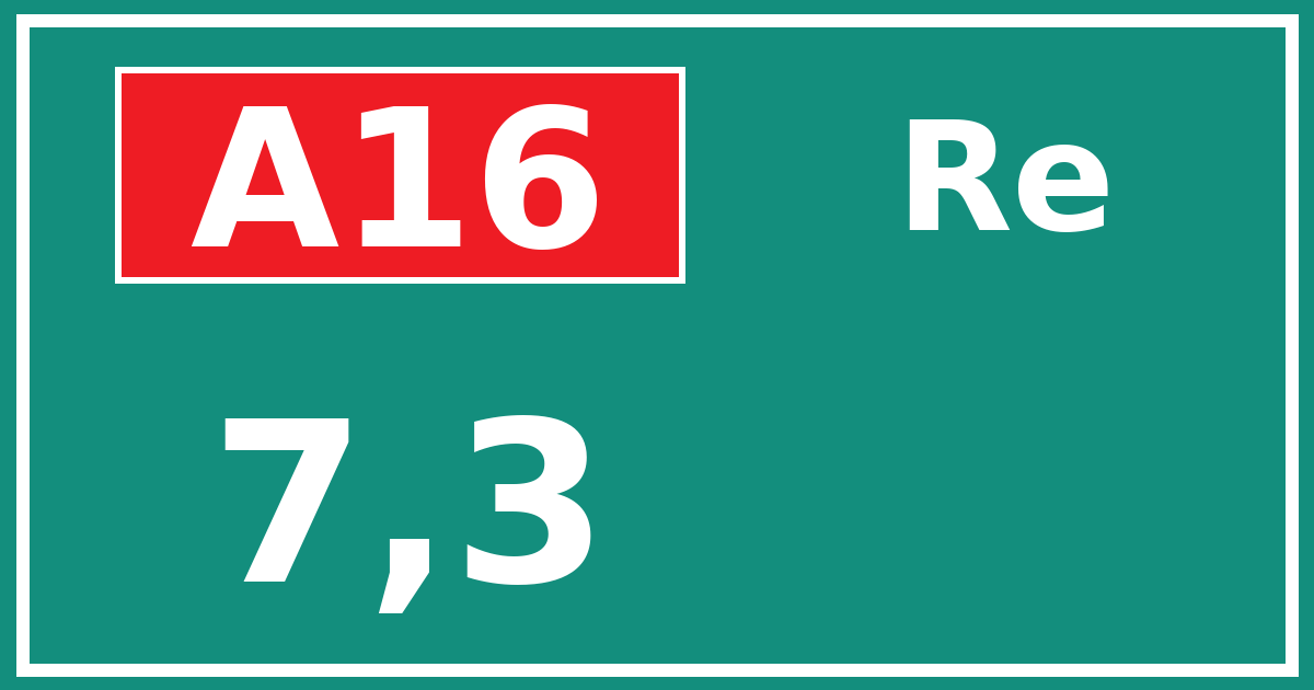 Hectometerbord A16 7,3 zijde Re