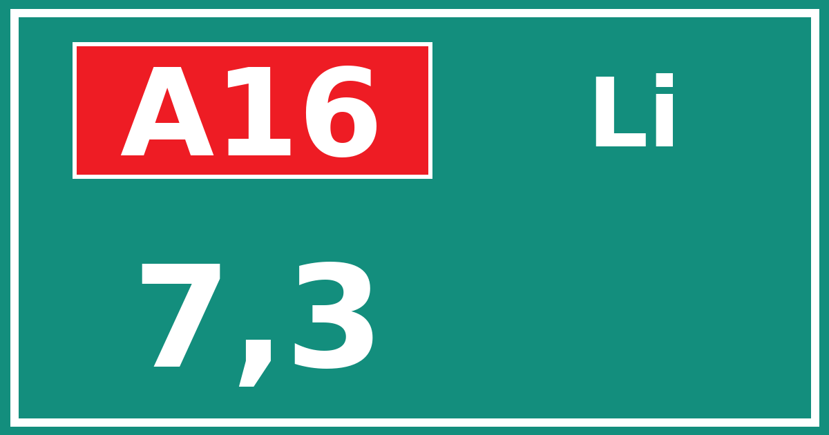 Hectometerbord A16 7,3 zijde Li