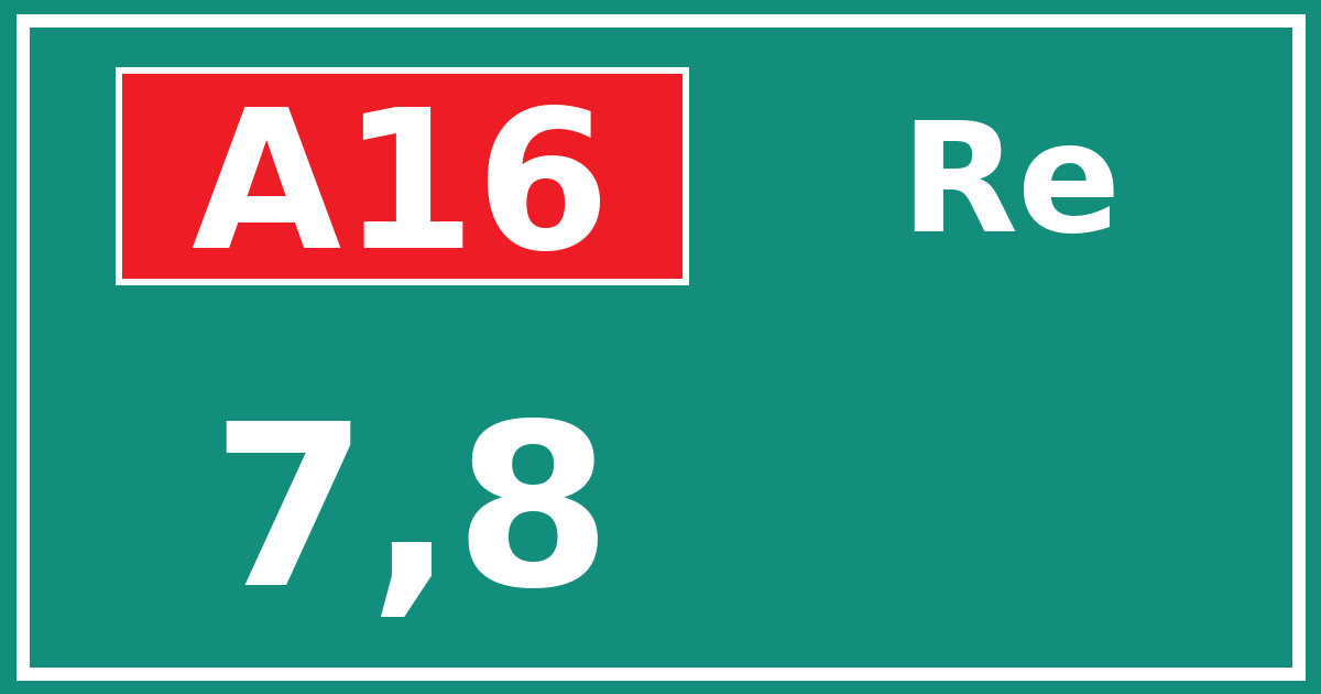 Hectometerbord A16 7,8 zijde Re