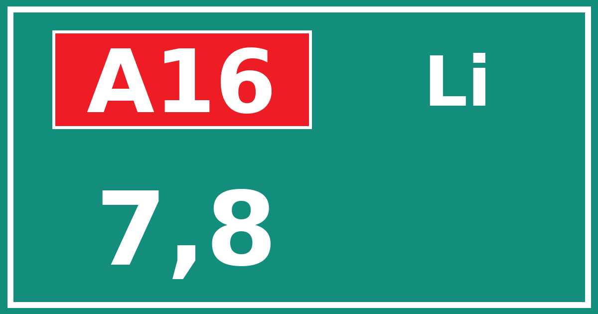 Hectometerbord A16 7,8 zijde Li