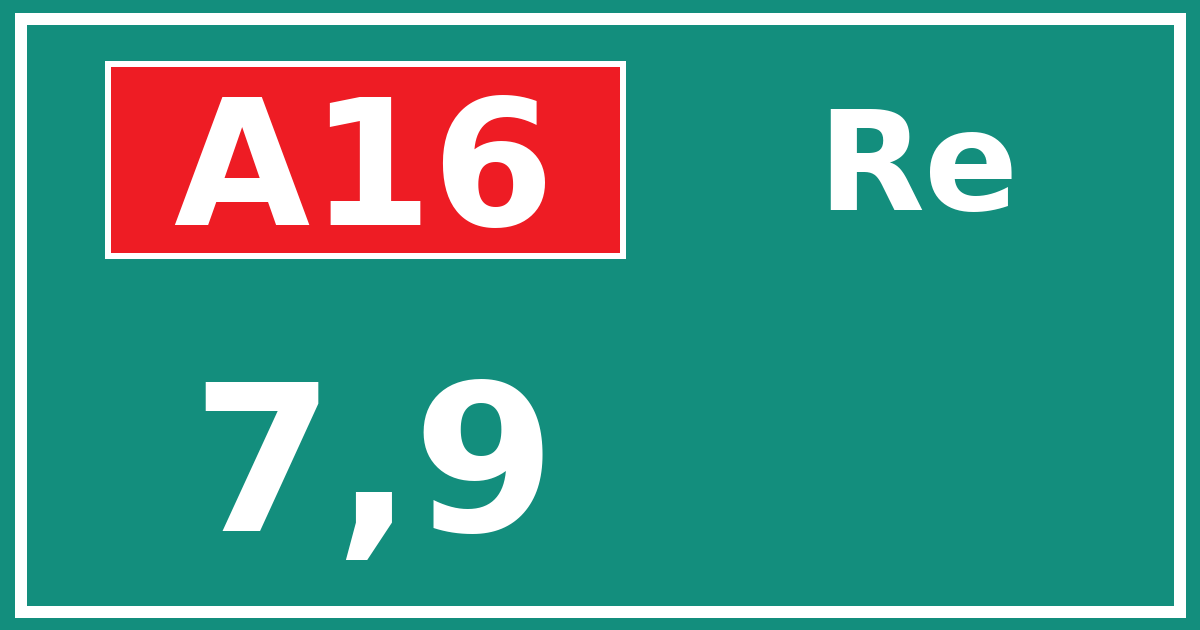 Hectometerbord A16 7,9 zijde Re