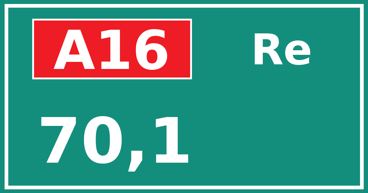 Hectometerbord A16 70,1 zijde Re
