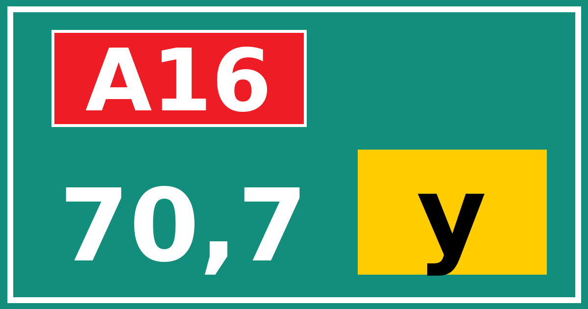 Hectometerbord A16 70,7 letter y