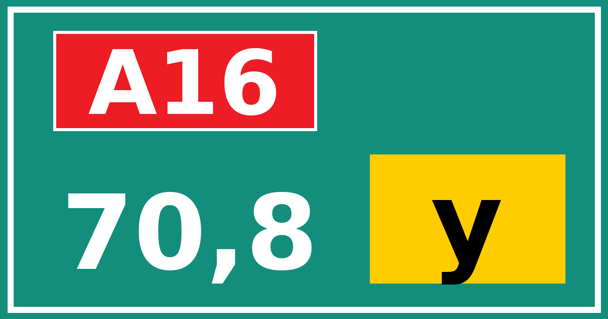 Hectometerbord A16 70,8 letter y