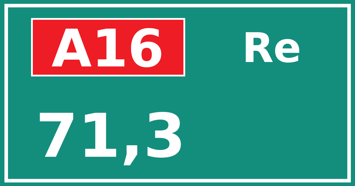 Hectometerbord A16 71,3 zijde Re