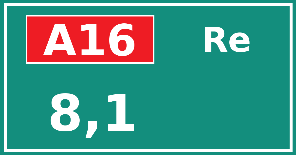 Hectometerbord A16 8,1 zijde Re