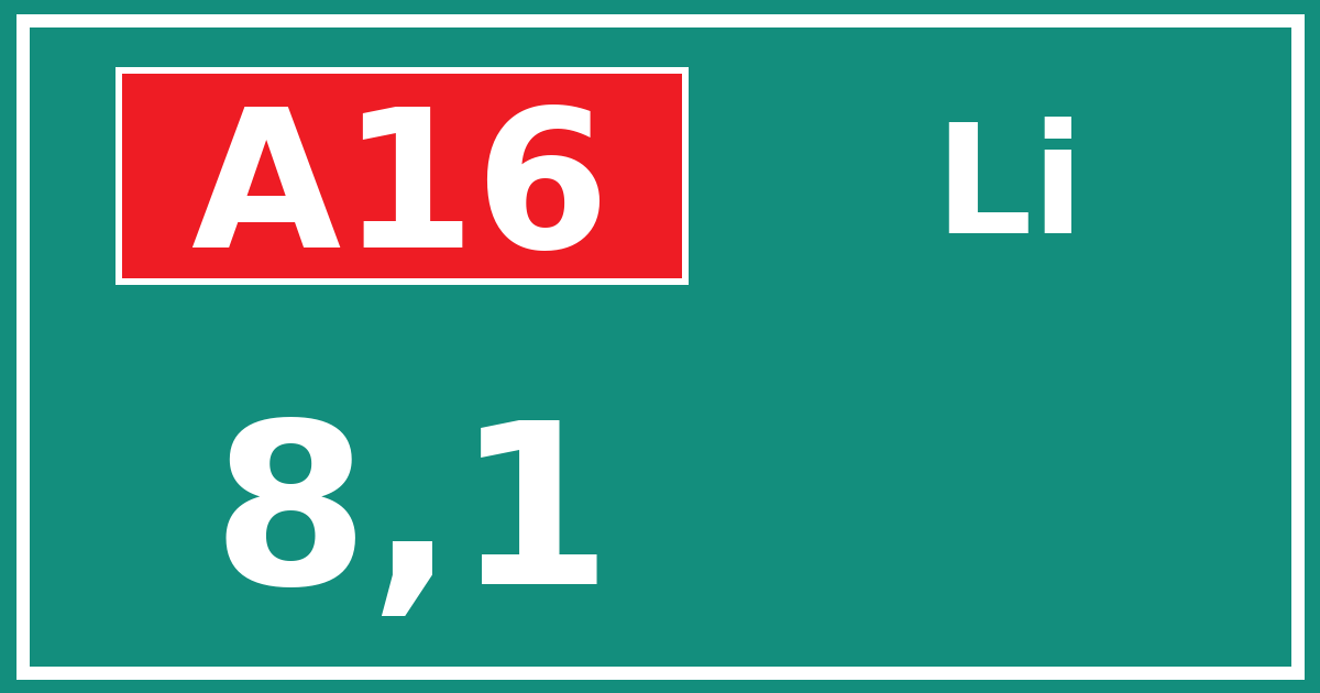 Hectometerbord A16 8,1 zijde Li