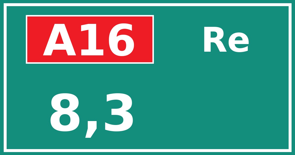 Hectometerbord A16 8,3 zijde Re