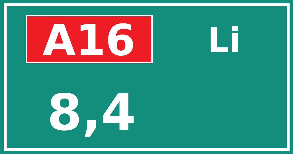 Hectometerbord A16 8,4 zijde Li