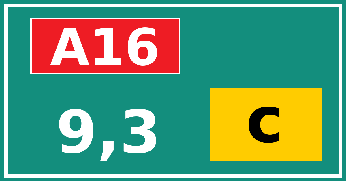 Hectometerbord A16 9,3 letter c