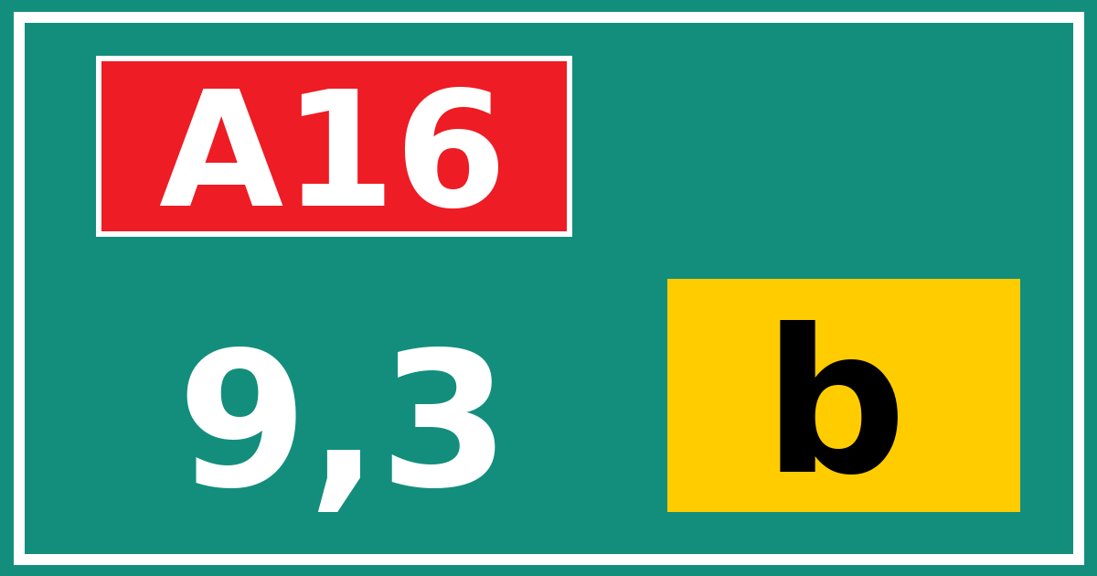 Hectometerbord A16 9,3 letter b
