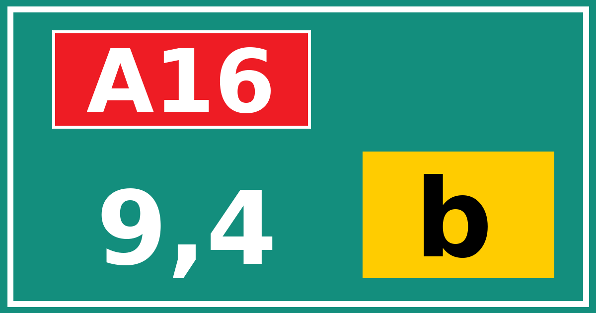 Hectometerbord A16 9,4 letter b