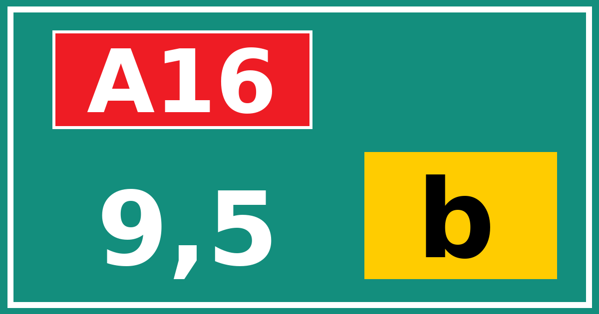 Hectometerbord A16 9,5 letter b