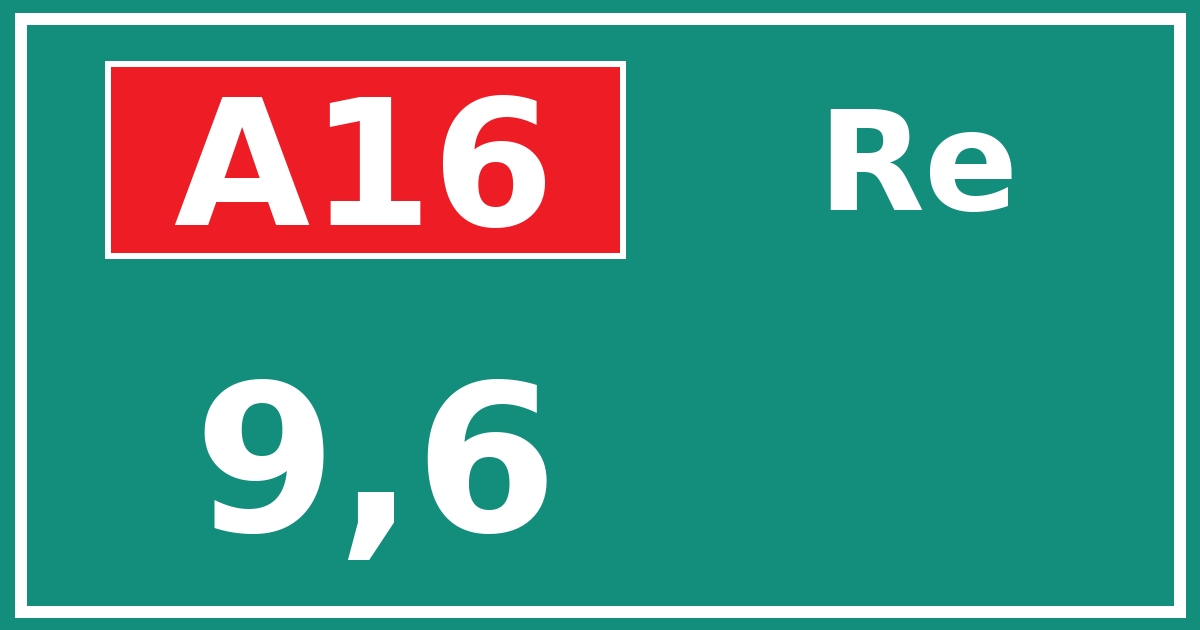 Hectometerbord A16 9,6 zijde Re