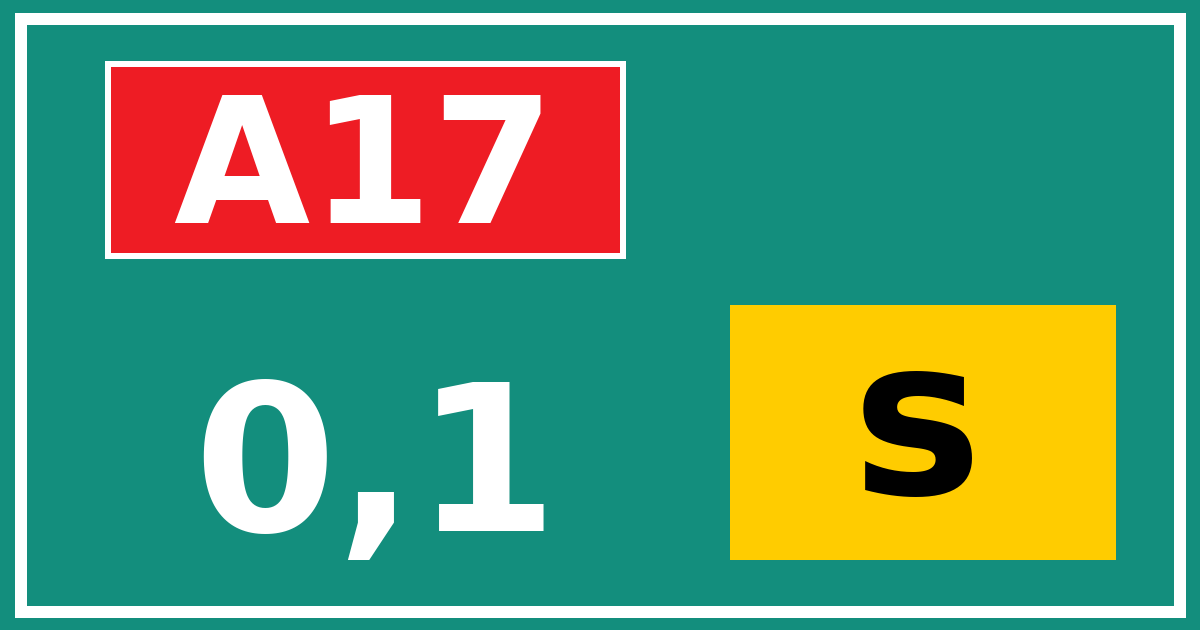 Hectometerbord A17 0,1 letter s