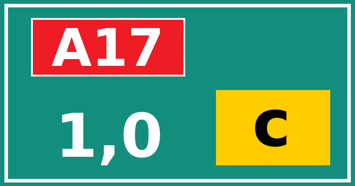Hectometerbord A17 1,0 letter c