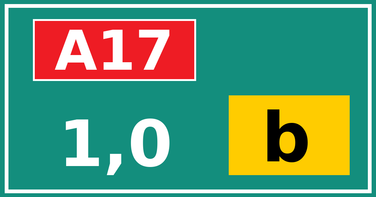 Hectometerbord A17 1,0 letter b