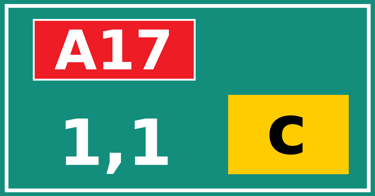 Hectometerbord A17 1,1 letter c