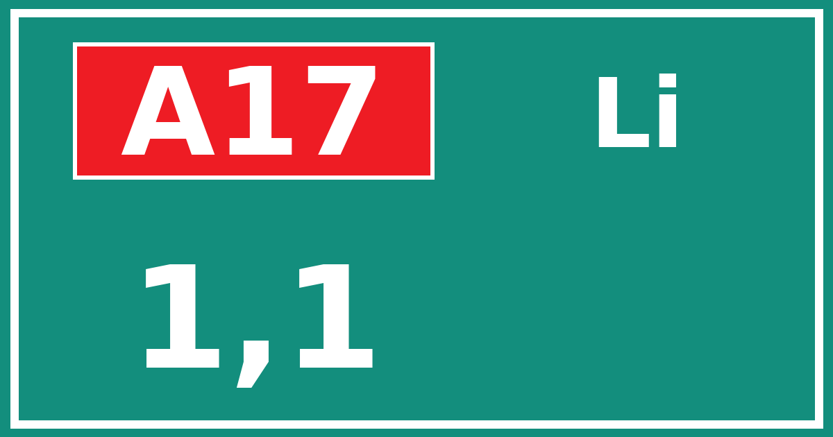 Hectometerbord A17 1,1 zijde Li