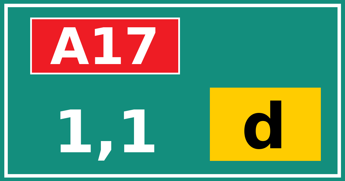 Hectometerbord A17 1,1 letter d