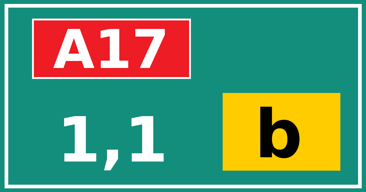 Hectometerbord A17 1,1 letter b