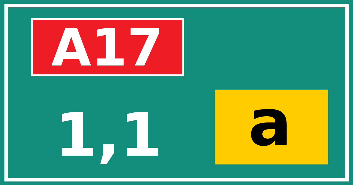 Hectometerbord A17 1,1 letter a
