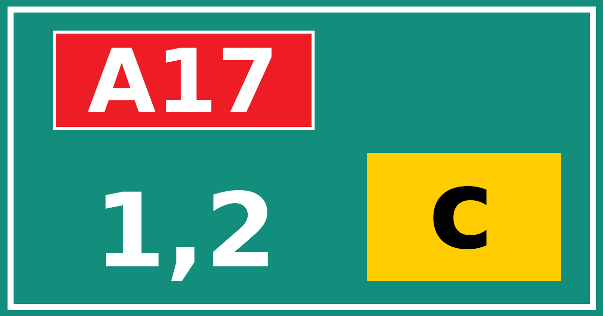 Hectometerbord A17 1,2 letter c