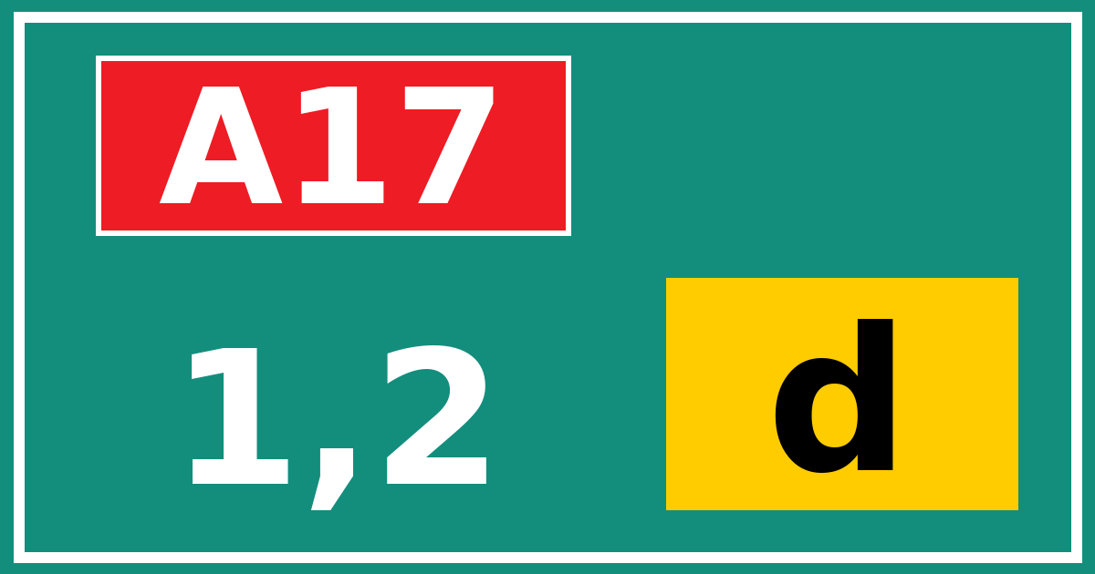 Hectometerbord A17 1,2 letter d