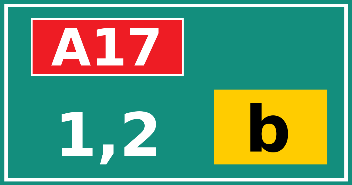 Hectometerbord A17 1,2 letter b