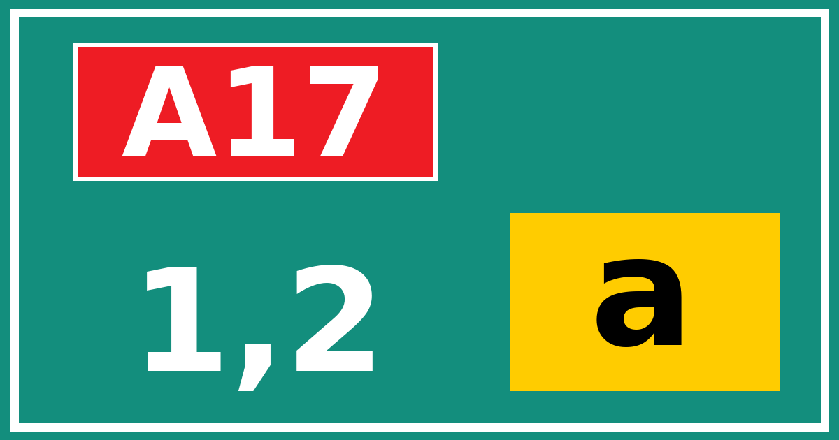 Hectometerbord A17 1,2 letter a