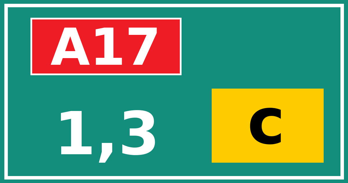 Hectometerbord A17 1,3 letter c