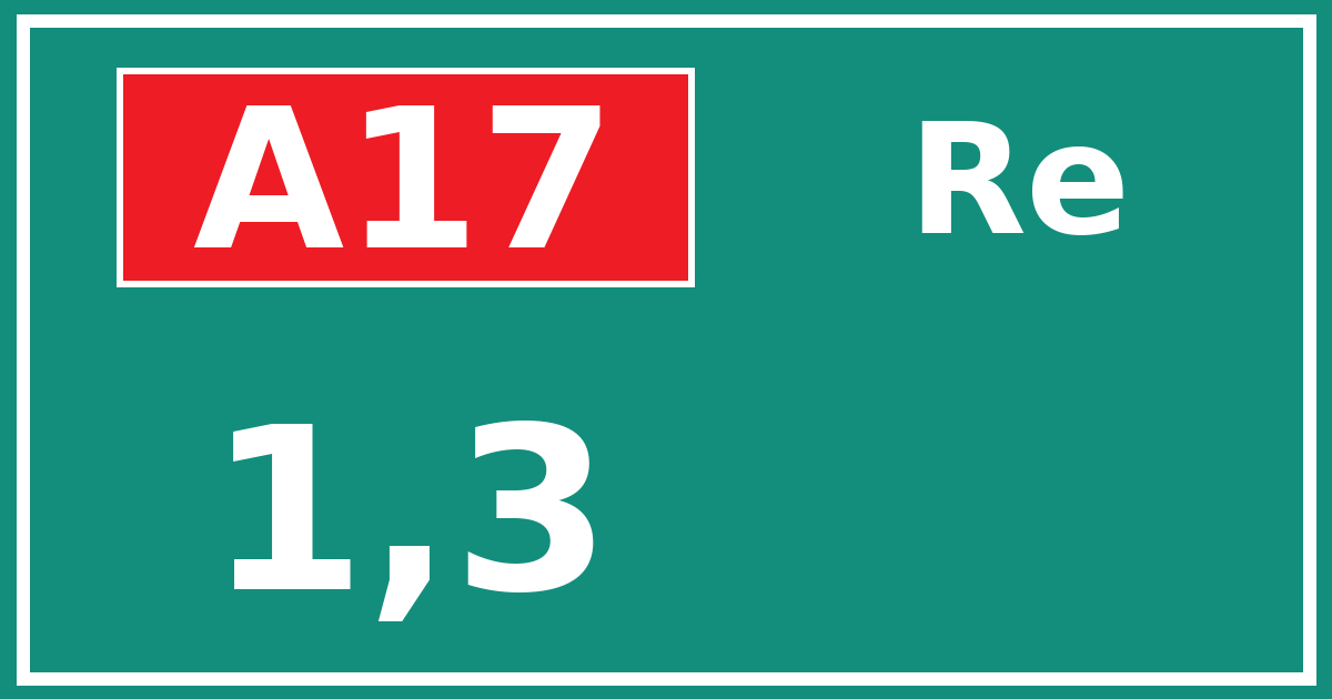 Hectometerbord A17 1,3 zijde Re