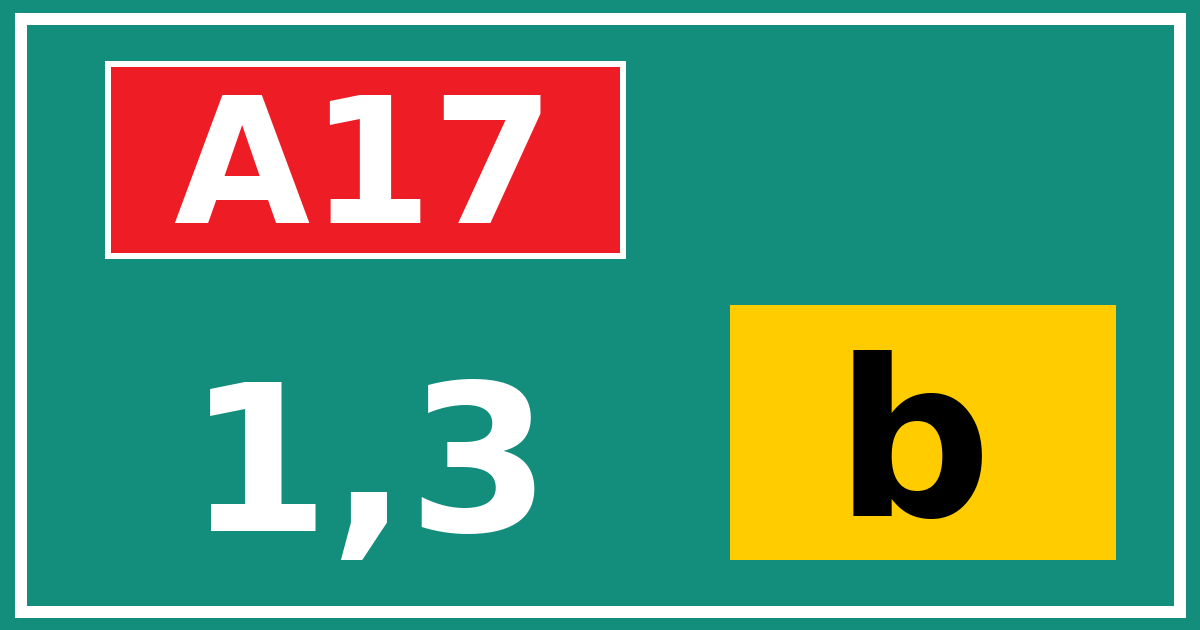 Hectometerbord A17 1,3 letter b