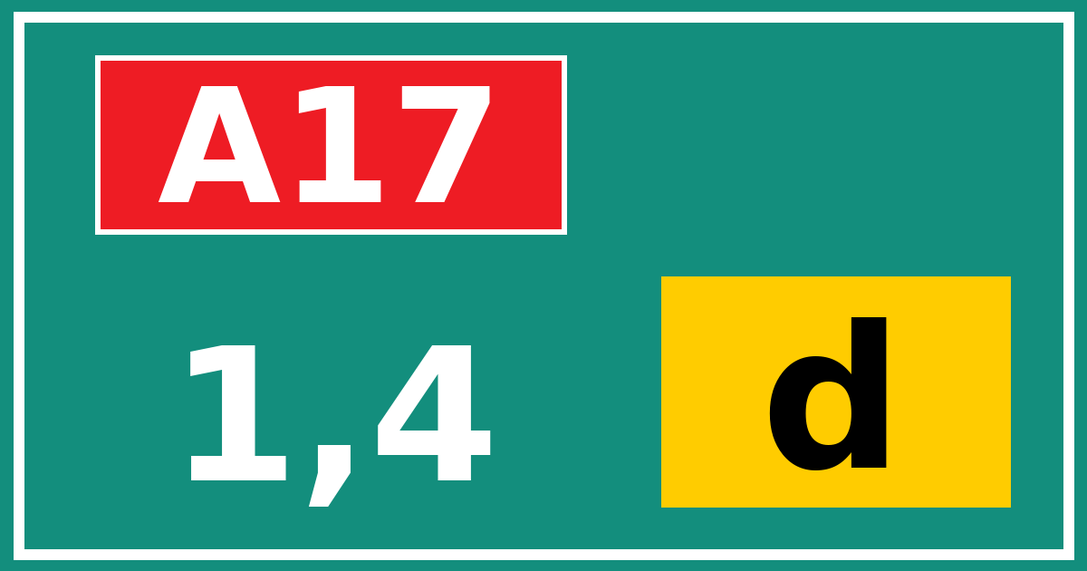 Hectometerbord A17 1,4 letter d