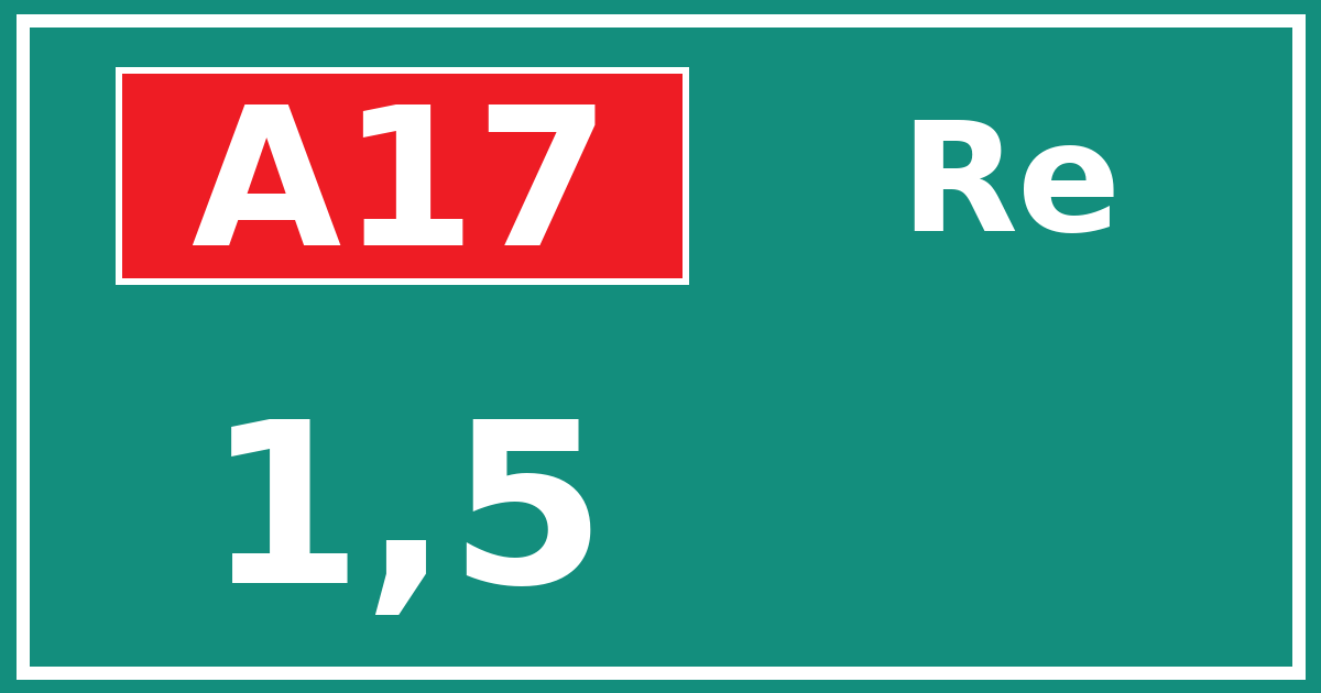Hectometerbord A17 1,5 zijde Re
