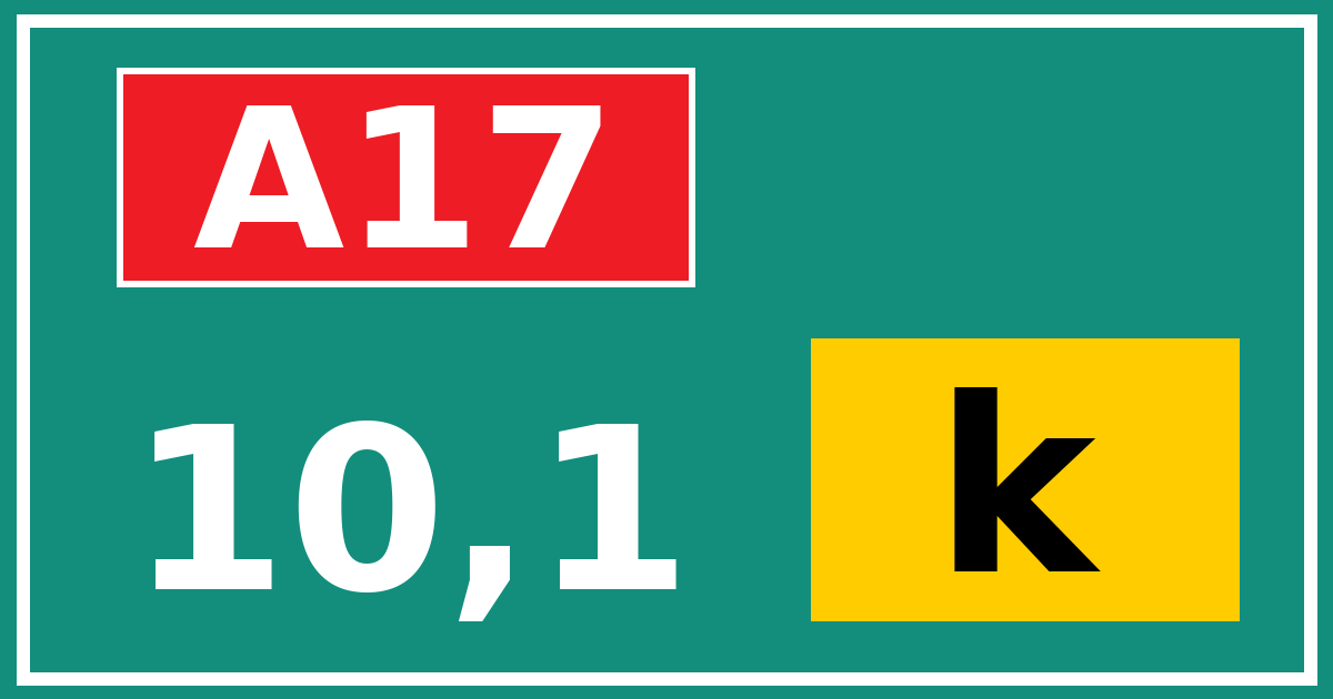 Hectometerbord A17 10,1 letter k