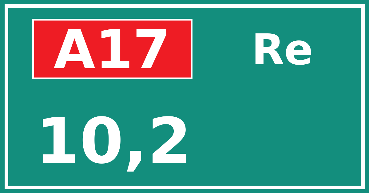 Hectometerbord A17 10,2 zijde Re