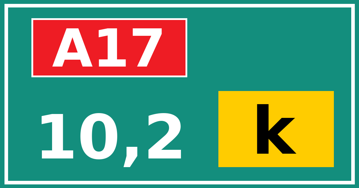 Hectometerbord A17 10,2 letter k