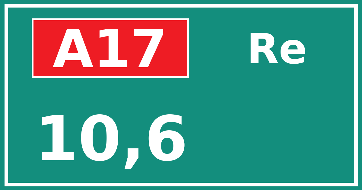 Hectometerbord A17 10,6 zijde Re
