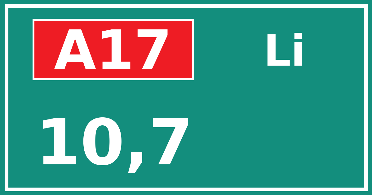 Hectometerbord A17 10,7 zijde Li