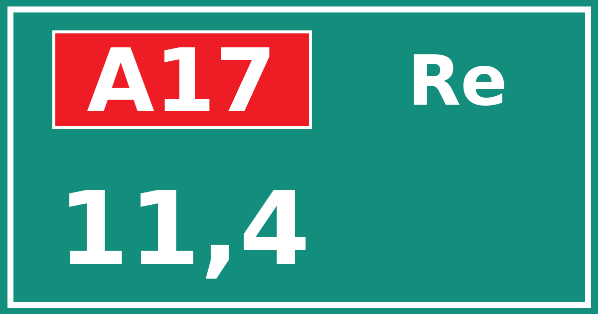 Hectometerbord A17 11,4 zijde Re