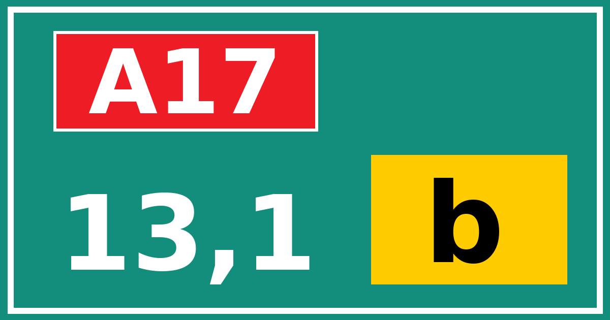 Hectometerbord A17 13,1 letter b