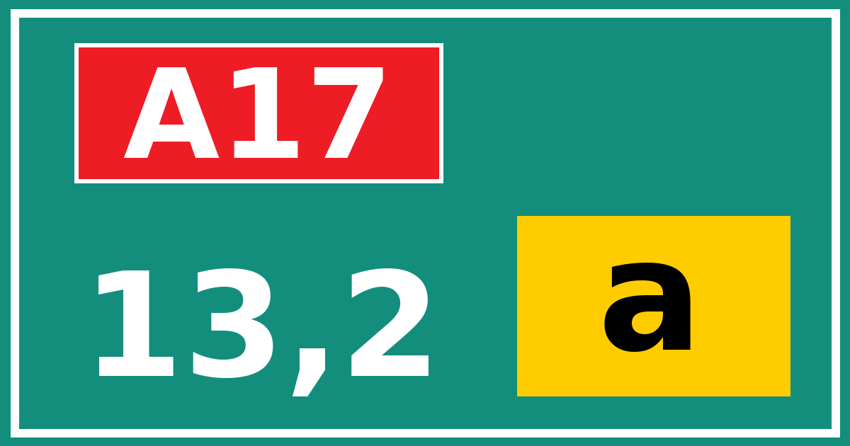 Hectometerbord A17 13,2 letter a